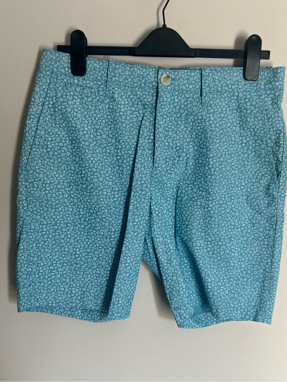 Original Penguin Men's Turquoise Micro-Pattern Flat Front Shorts Size 32 NWOT